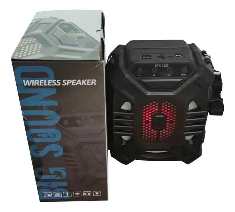 Parlante Portatil Radio Fm Bluetooth Usb Luz Led+ Microfono Color Negro