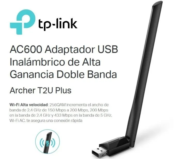 Tp-link, Tarjeta Usb Wifi Banda Dual Ac600, Archer T2u Plus