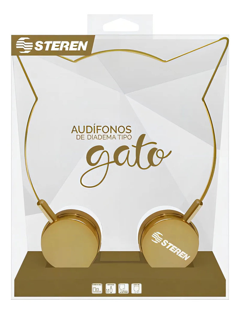 Audífonos Con Diadema En Forma De Gato Dorados | Aud-256do Color 283164