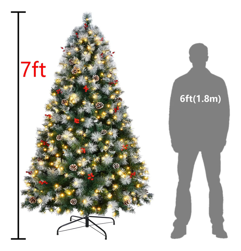 Arbol De Navidad Preiluminado De 7 Pies, Pino Artificial De