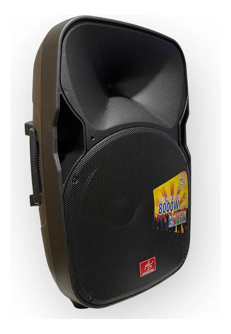 Parlante Activo American Sound 15 + Base Y Mic 8000w Negro