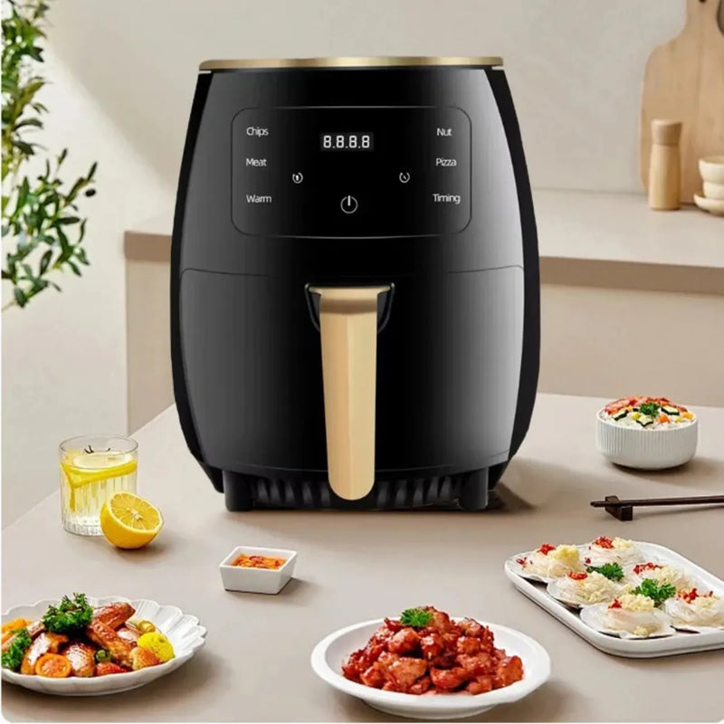 Air Fryer 6l Digital Con Bandeja Antiadherente Casa Cocina Negro