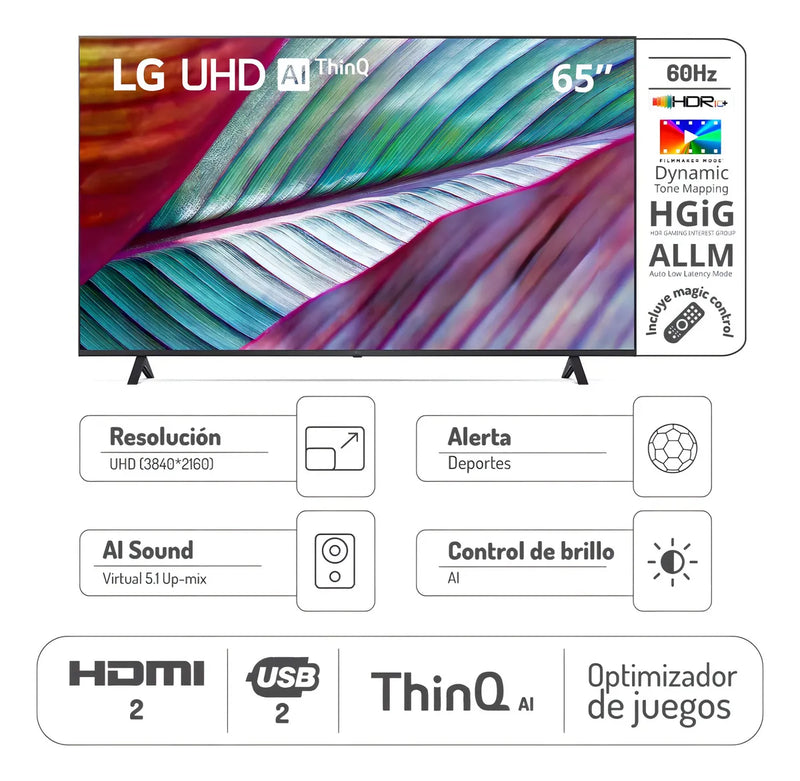 Televisor inteligente LG Led 65 65ur871c0sa Ai Thinq Led 4k 65