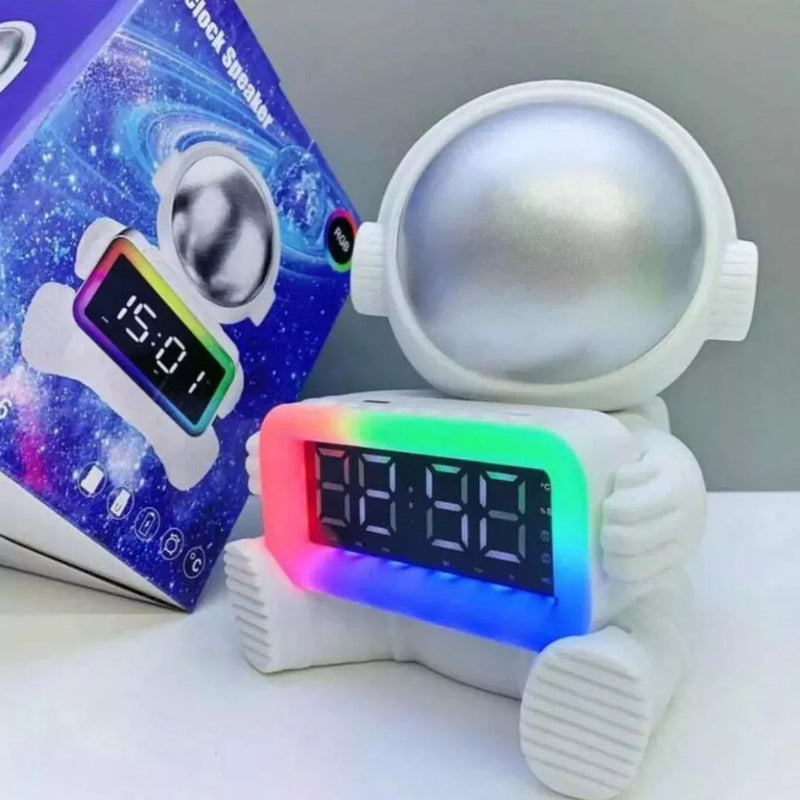 Reloj Radio Parlante Altavoz Bluetooth Iluminación Led Rgb Rosado Blanco