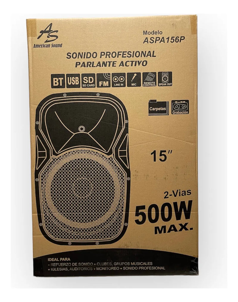 Parlante Activo American Sound 15 + Base Y Mic 8000w Negro