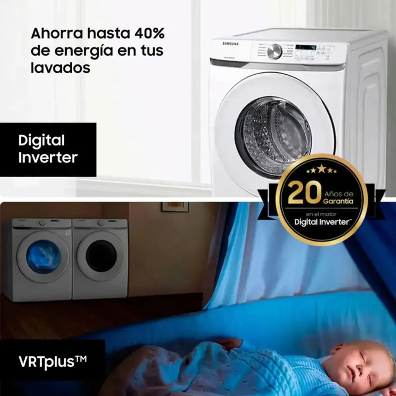 Lavadora Samsung Carga Frontal 20 Kilos Wf20t6000aw Blanca Blanco