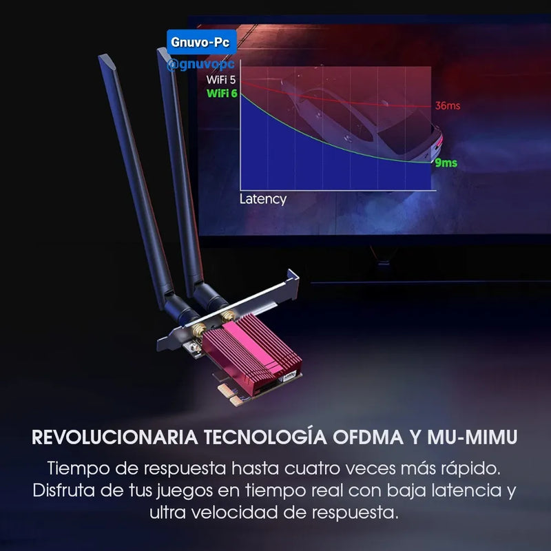 Tarjeta Pcie Antena Wifi 6 Bluetooth 5.1 Doble Banda 5 Ghz
