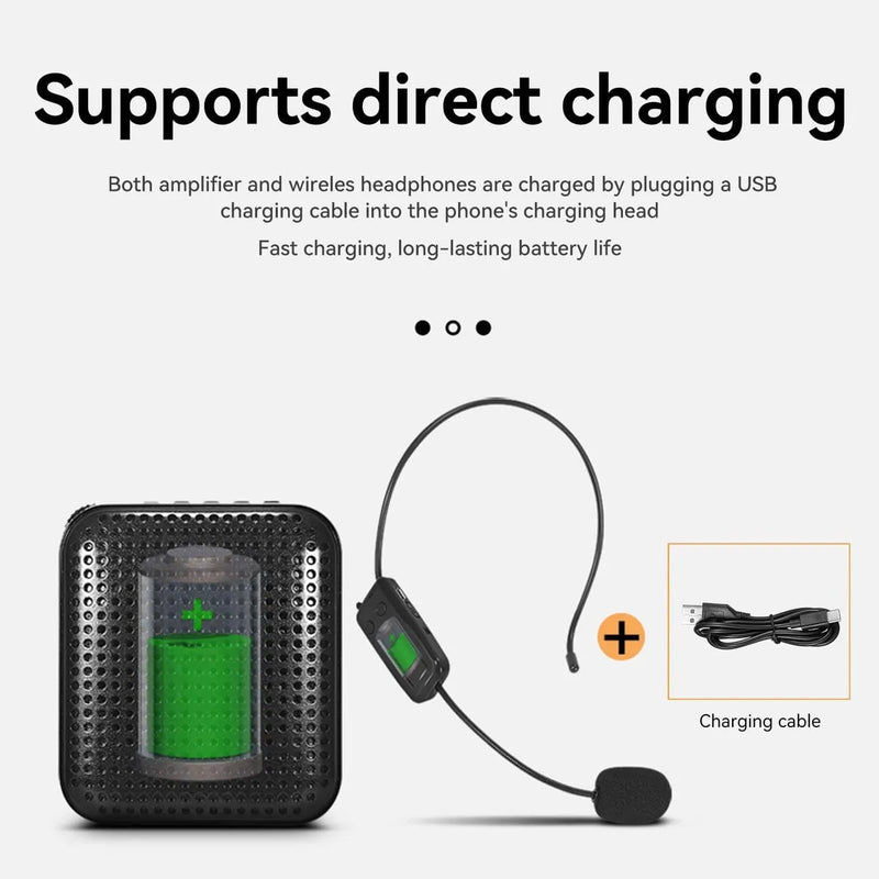 Microfono Con Amplificador De Voz Inalambrico | Enseñanza Color Negro