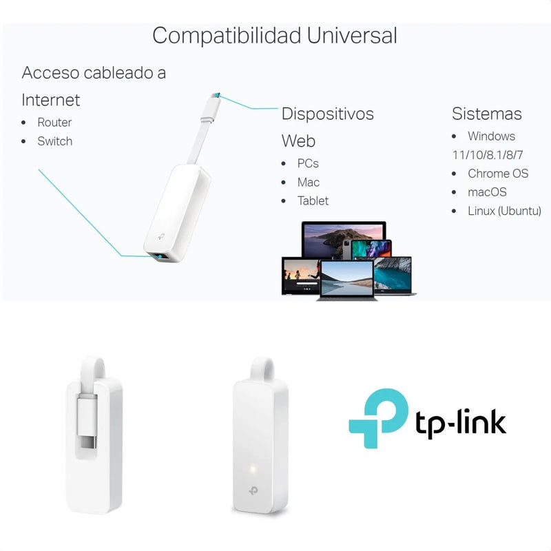 Tarjeta De Usb Tipo-c A Rj45 Red Lan Gigabit, Tp-link Ue300c