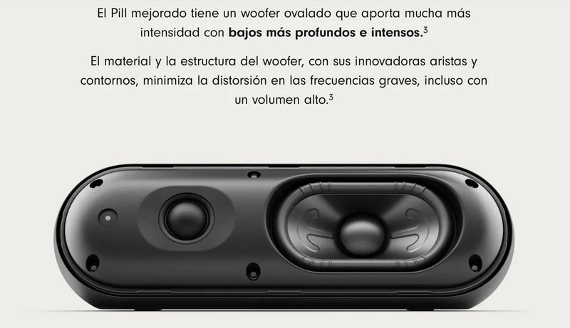 Parlante Bluetooth Beats Pill + Portátil Negro Mate 24 hrs de Autonomía Resistente al Agua Manos Libres