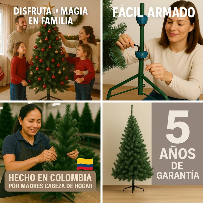 Árbol Andino 2.00m Navideño Para Decoración Muñecos Luces Verde