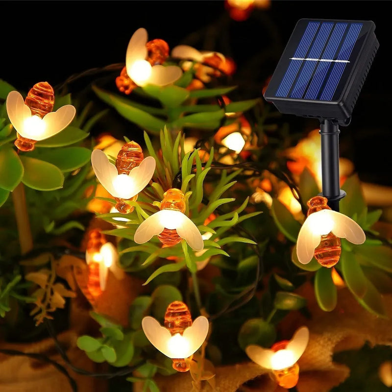 Instalación Led De Abejas Luminosas Recargable Panel Solar