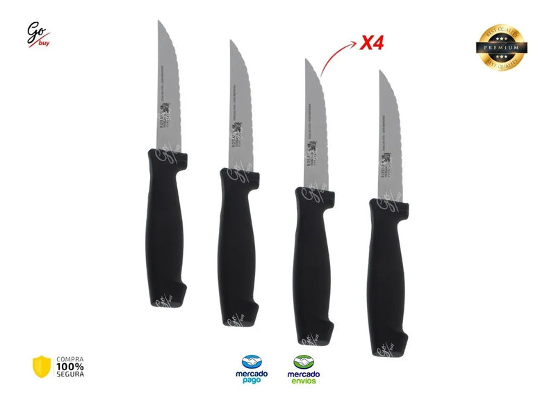 Juego De Cuchillos X4 De Mesa Leme Negro Acero Inoxidable