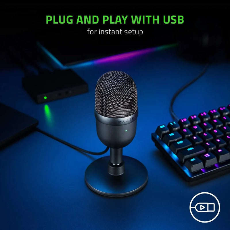 Micrófono Usb Gamer Razer Seiren Mini Compact Supercardioide Negro Clásico