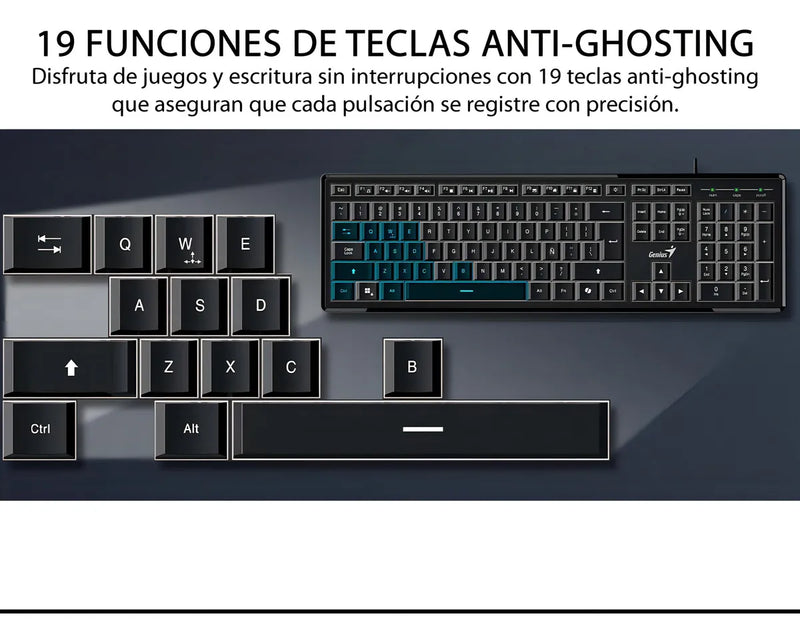 Teclado Con Cable Genius Slimstar 820 Iluminado Usb Teclado Negro Idioma Español España