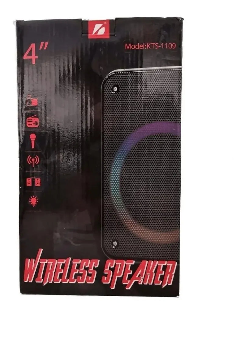 Parlante Sonido Altavoz Inalambrico Karaoke Retroiluminado Negro