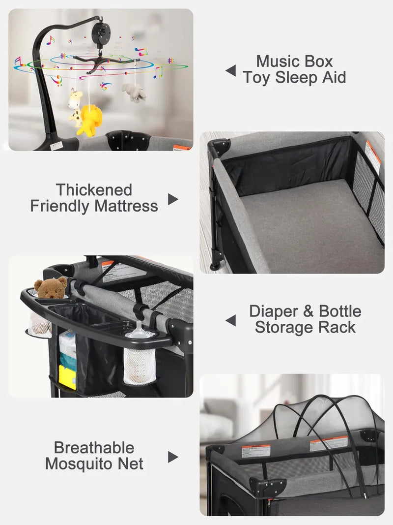 Biusikan Cuna Para Bebe, Empacar Y Jugar Con Moises, Cama De