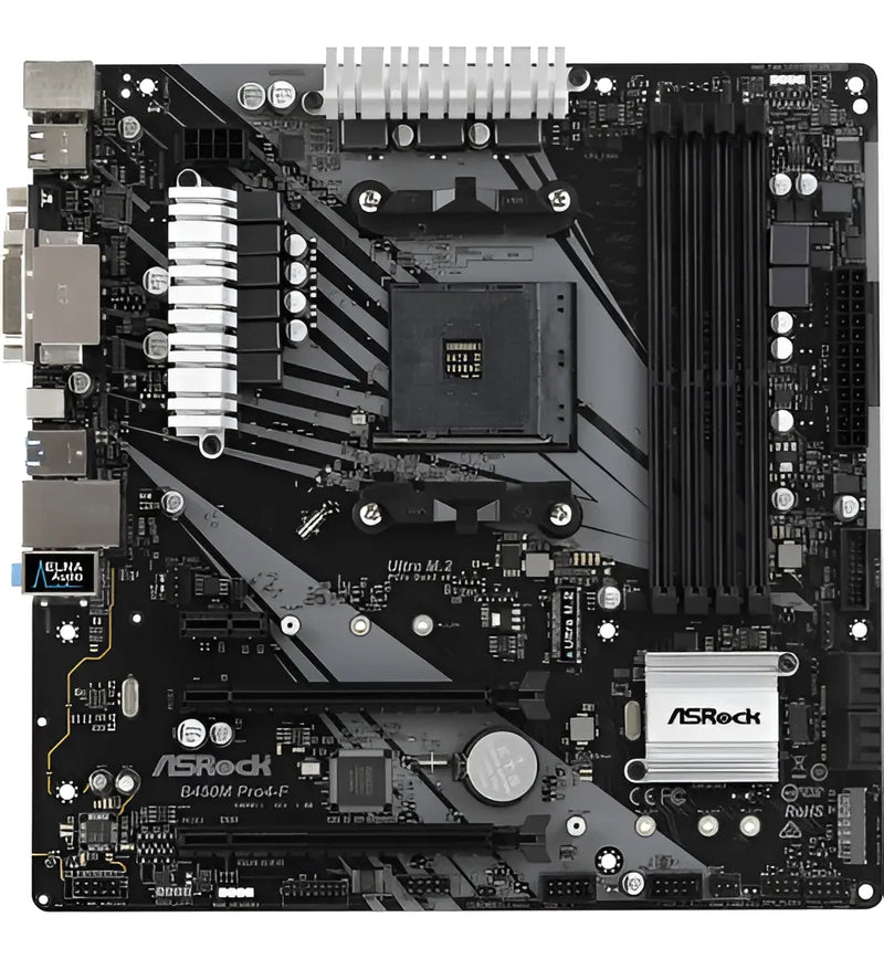 Motherboard Asrock B450m Pro4-f Socket Am4 M.2 Ddr4 Mother Color Negro