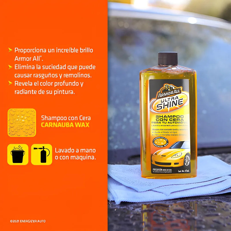 Shampoo Con Cera Armor All Limpieza Autos Camión Moto 473ml