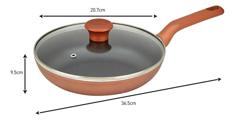 Sartén Imusa 90 Años 20cm Aluminio Fundido Tapa De Vidrio Color Cobre
