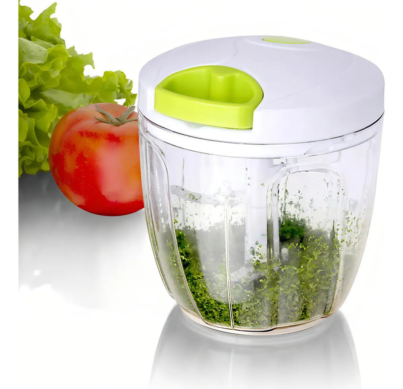 Maxi cortador, picador y mezclador manual 900 ml Chef Master con cuchillas intercambiables blanco y verde