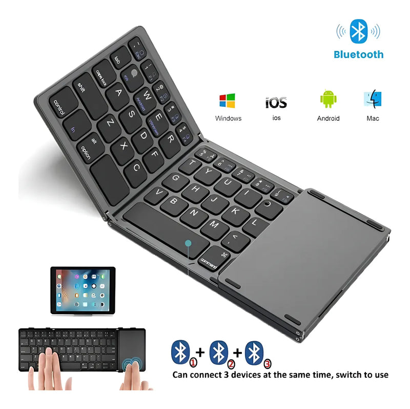 Mini teclado Bluetooth plegable ultrafino con panel táctil Genérica B033 Gris oscuro
