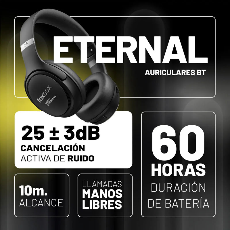 Auricular Inalambrico Foxbox Boost Eternal Negro Luz Blanco