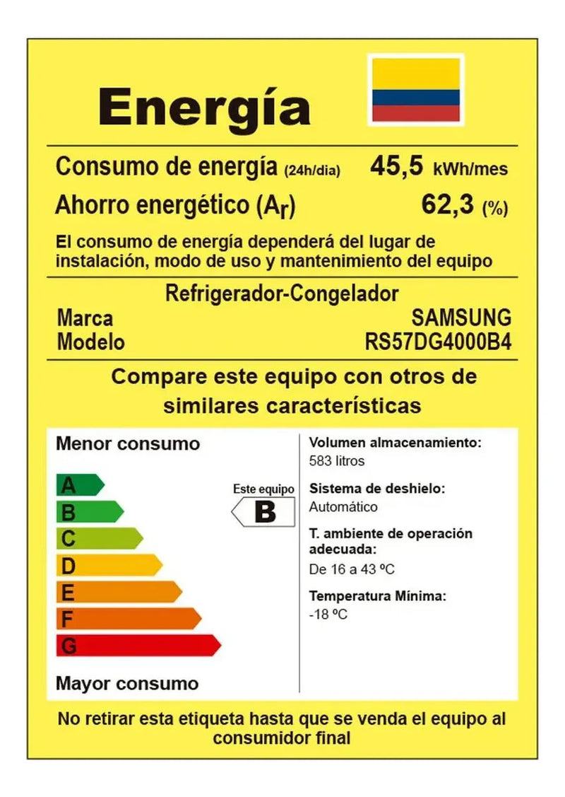 Nevecón Samsung Side By Side Con Ai Energy, 583 L Color Negro