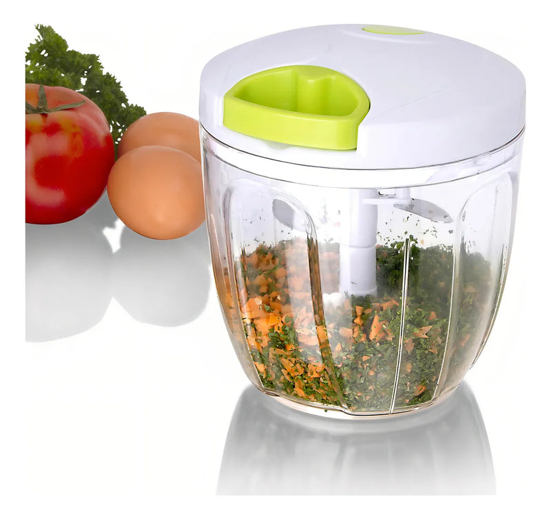 Maxi cortador, picador y mezclador manual 900 ml Chef Master con cuchillas intercambiables blanco y verde