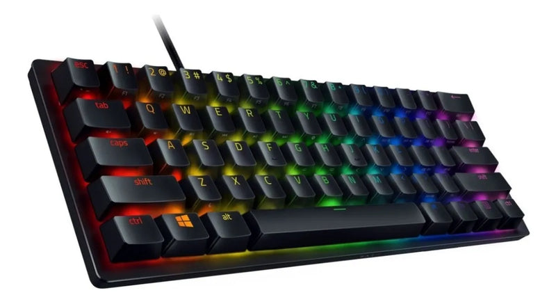 Teclado gamer Razer Huntsman Mini QWERTY Razer Purple inglés US color negro con luz RGB