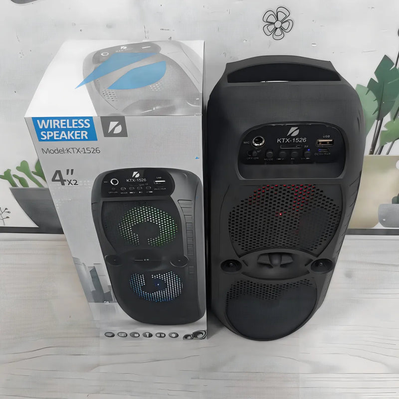 Parlante Bluetooth Portátil Luces Led + Soporte Celular Color Negro