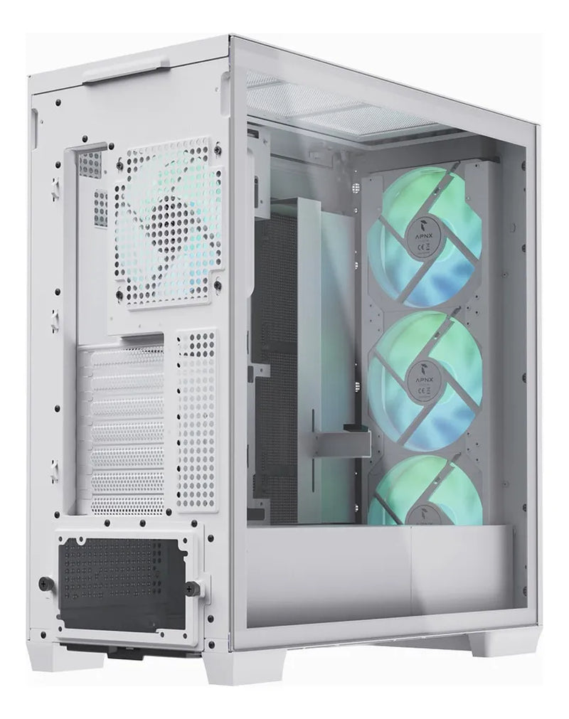 Gabinete Gamer Apnx C1 Blanco Maxima Calidad Alta Gama 4 Fan
