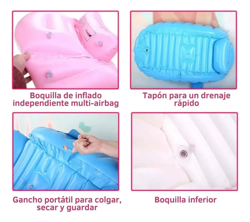 Bañera Inflable Bebes Plegable Efecto Rebote Baño Divertido Diseño Tina
