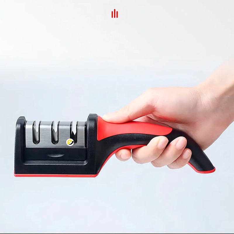 Afilador De Cuchillos Acero Mango Antideslizante Pro Color Negro