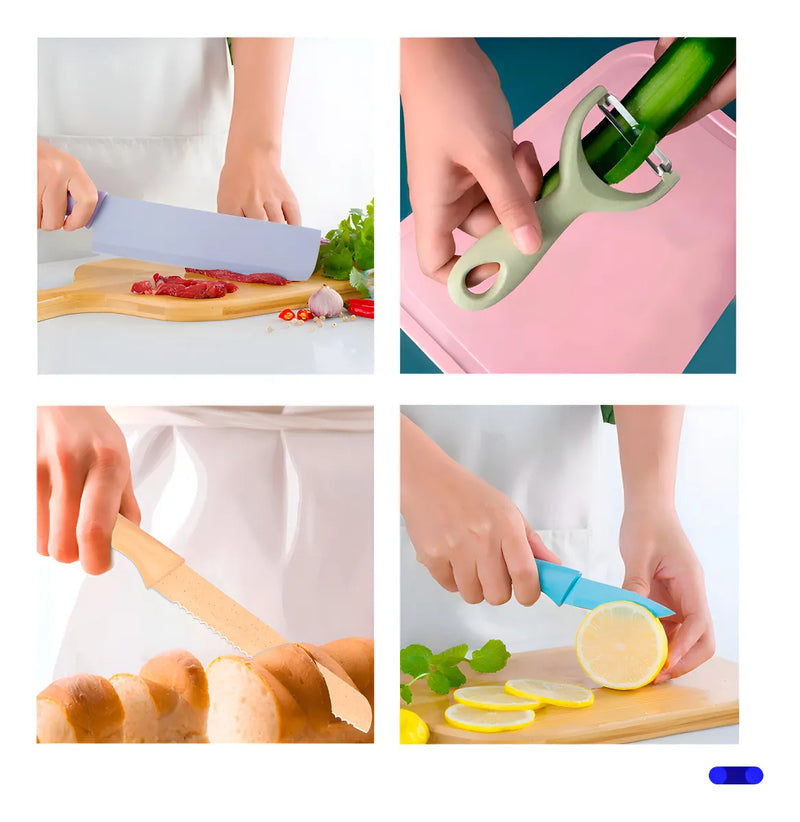 Set De Cuchillos 6 Piezas Cuchillos Cocina Cuchillería Color Color Pasteles