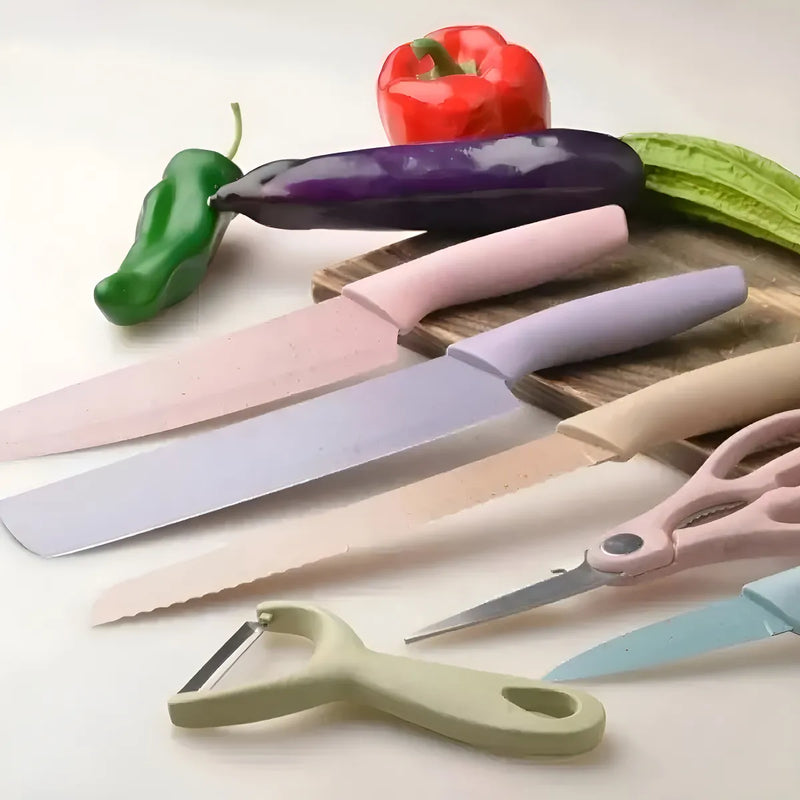 Set De Cuchillos 6 Piezas Cuchillos Cocina Cuchillería Color Color Pasteles