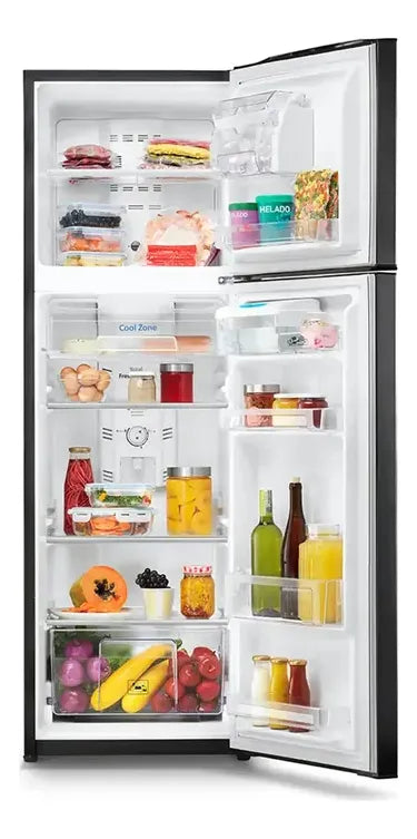 Nevera No Frost 267 Litros Brutos Mabe Rma267pycc Con Dispensador Color Negro Black Steel