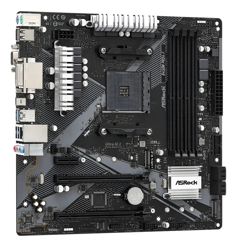 Motherboard Asrock B450m Pro4-f Socket Am4 M.2 Ddr4 Mother Color Negro