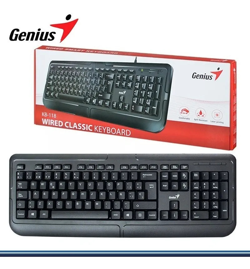 Teclado de una mano Genius QWERTY español color negro