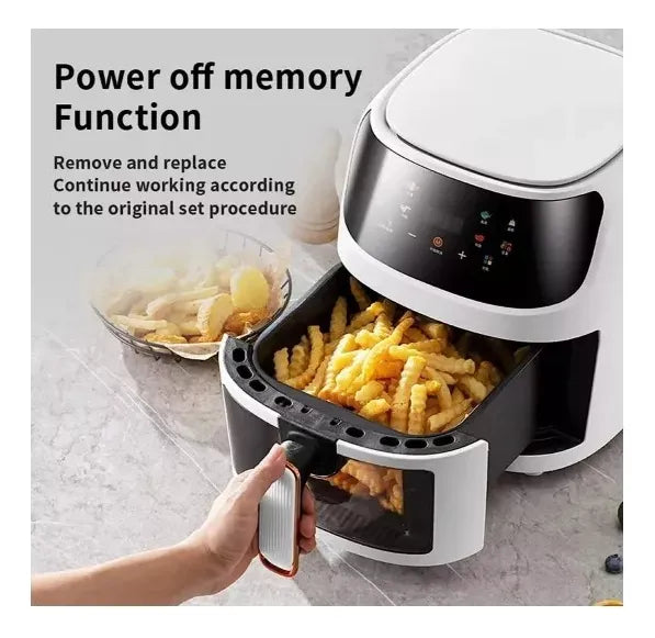 Freidora De Aire 8 Litros Sin Aceite Grande Air Fryer Negro Y Blanco