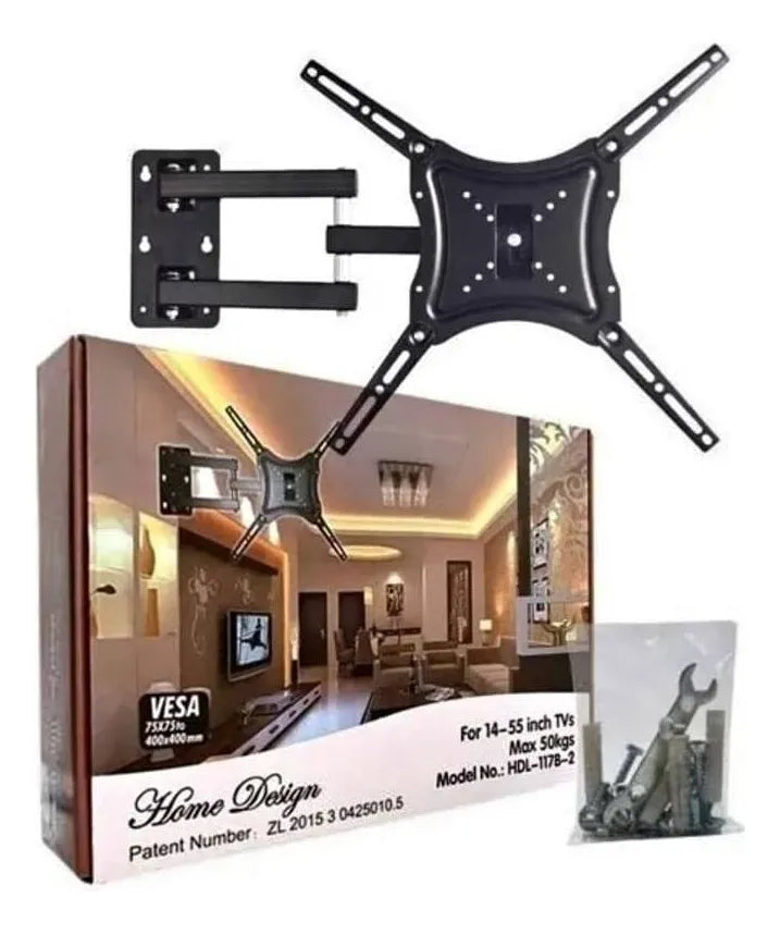 Soporte Tv Monitor Hdl117b2 Pared Brazo Móvil 14 A 55 Pulgad Negro