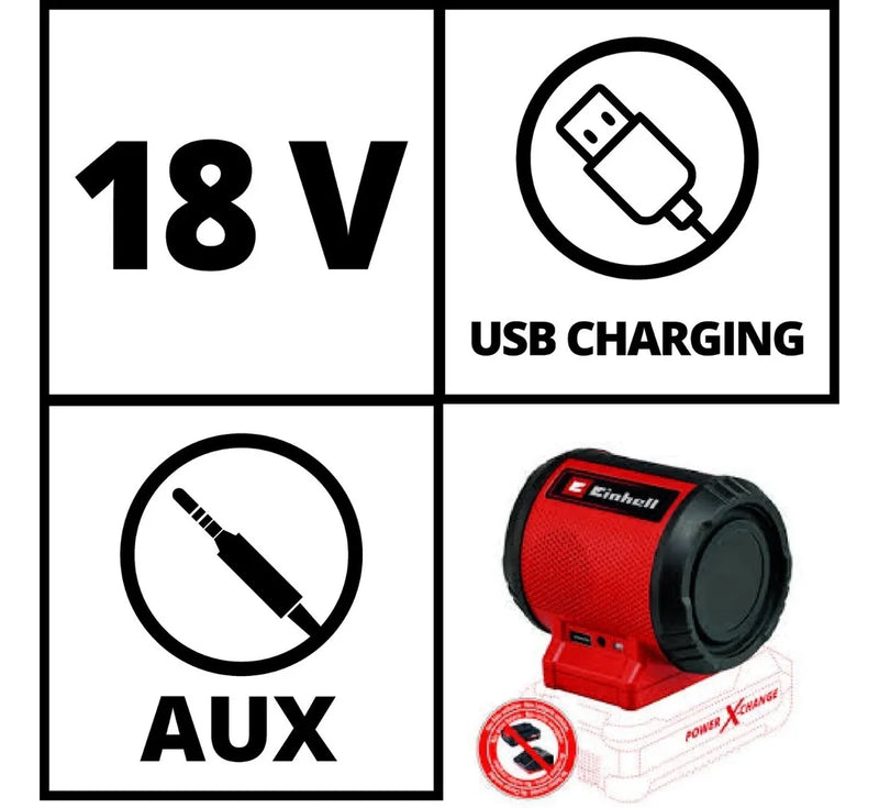 Parlante Y Cargador Usb Inalambrico Einhell Bluethooth 5.0