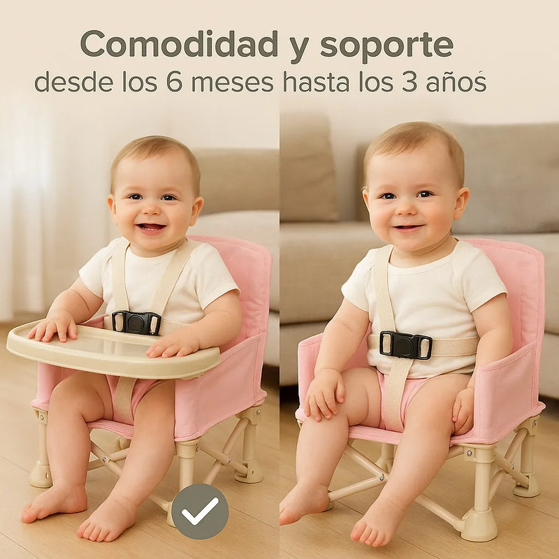 Silla Plegable Para Bebe Portatil Con Bandeja - Comedor Silla Bebe Rosa