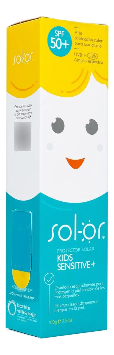 Protector Solar Para Niños Piel Sensible Sol-or Kids 100g