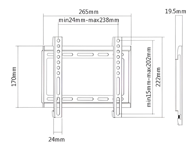 Soporte Led Lcd Base Para Pared Tv De 14 A 42 Pulgadas Color Negro