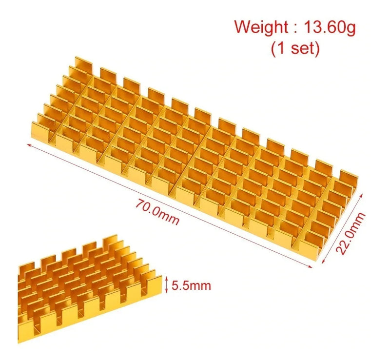 Disipador Calor Dorado Adhesivo 70x22x6mm Ngff Ssd