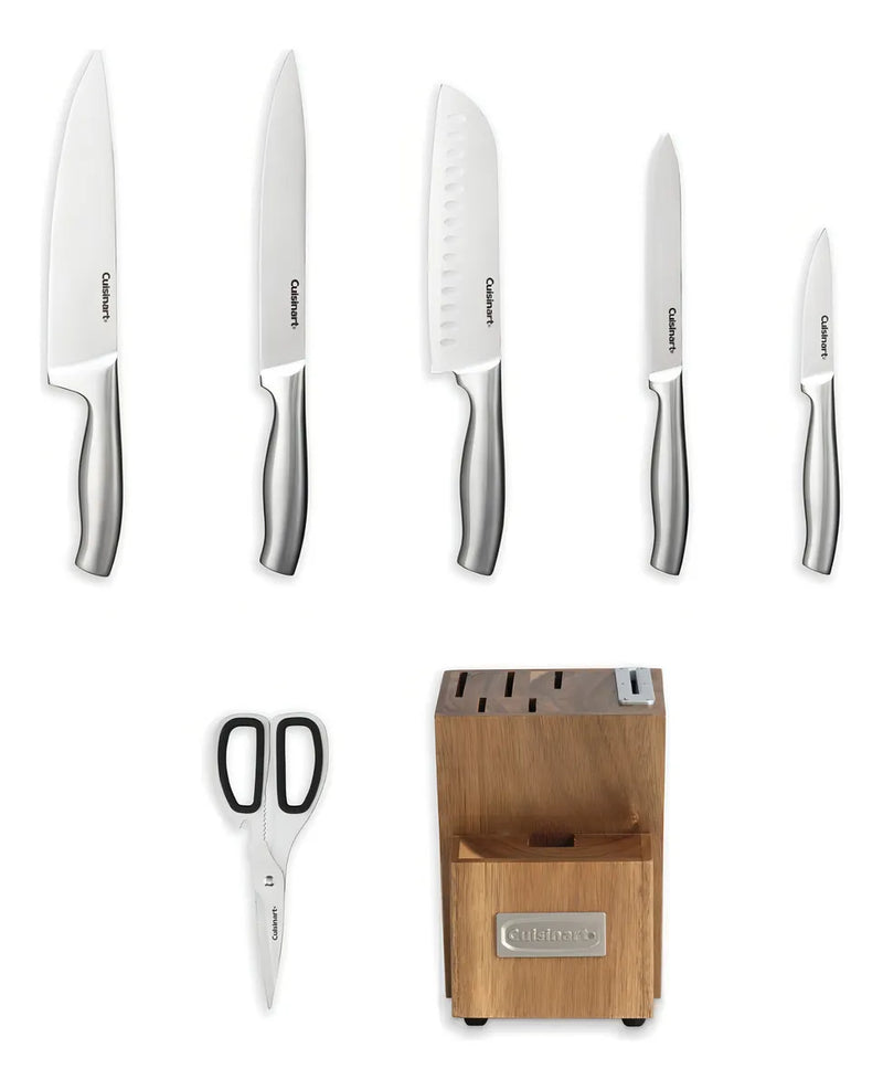 Cuisinart Juego De Cuchillos 7 Pzs En Bloque De Madera Color Plateado
