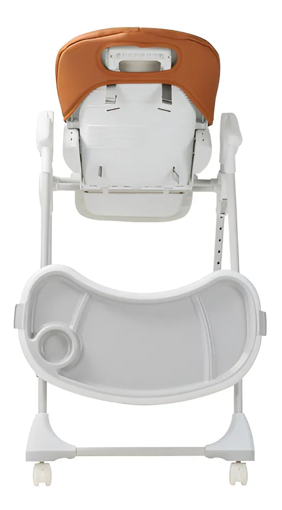 Carestino silla de comer petra marrón ocre plegable altura adaptable con bandeja extraíble