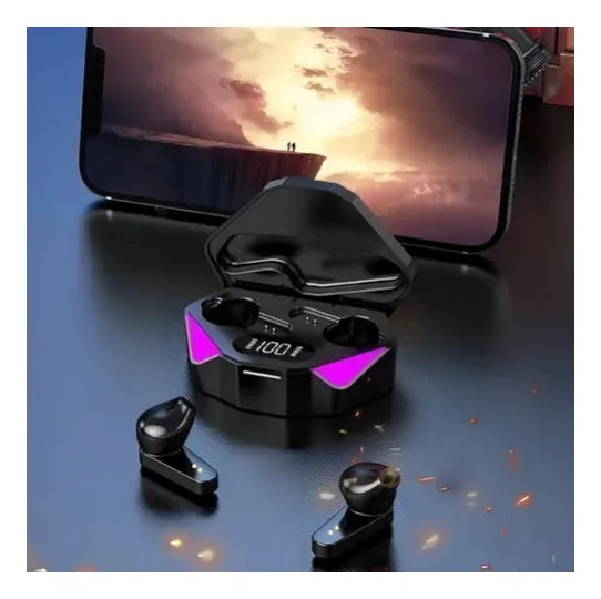 Auriculares Inalámbricos Para Gamers Con Luces Led Tws X15 Negro
