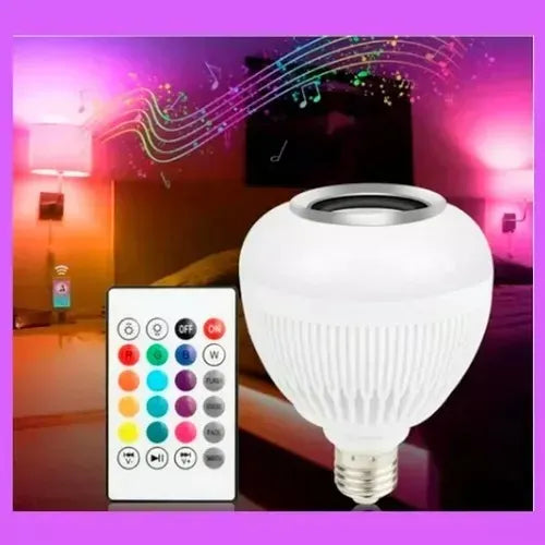 Bombillo Parlante Bluetooth Multicolor Luz Rgb Música Foco Diseño